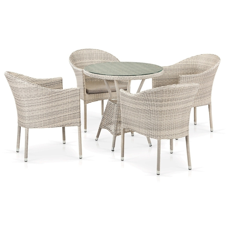 Обеденные группы Комплект плетеной мебели T705ANT/Y350-W85 4Pcs Latte