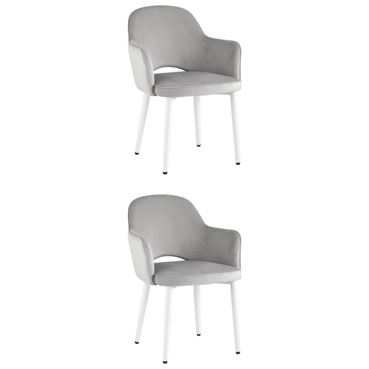 Комплекты из двух стульев Венера велюр серебристый ножки белые 2 шт