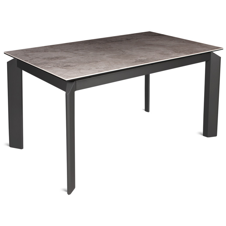 Раздвижной обеденный стол MARK с керамической столешницей в цвете ONIX LATTE глянец, металлический каркас антрацит, max длина 180 см