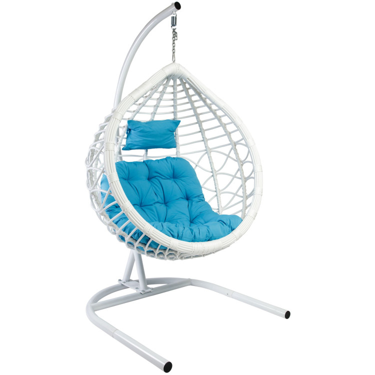 Подвесное кресло VEIL2, цвет белый, подушка - голубой