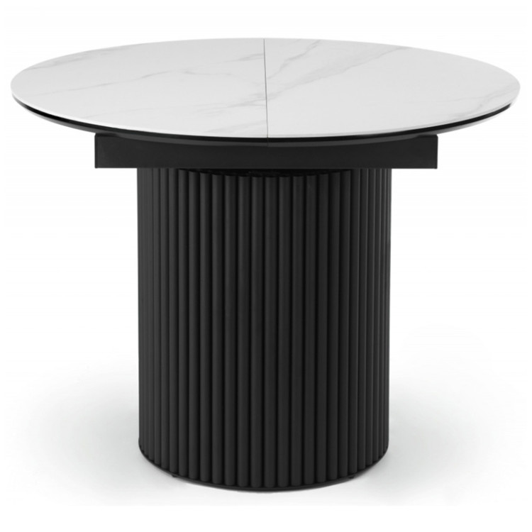 СТИВЕН стол с керамической столешницей, цвет snow white  / черный каркас