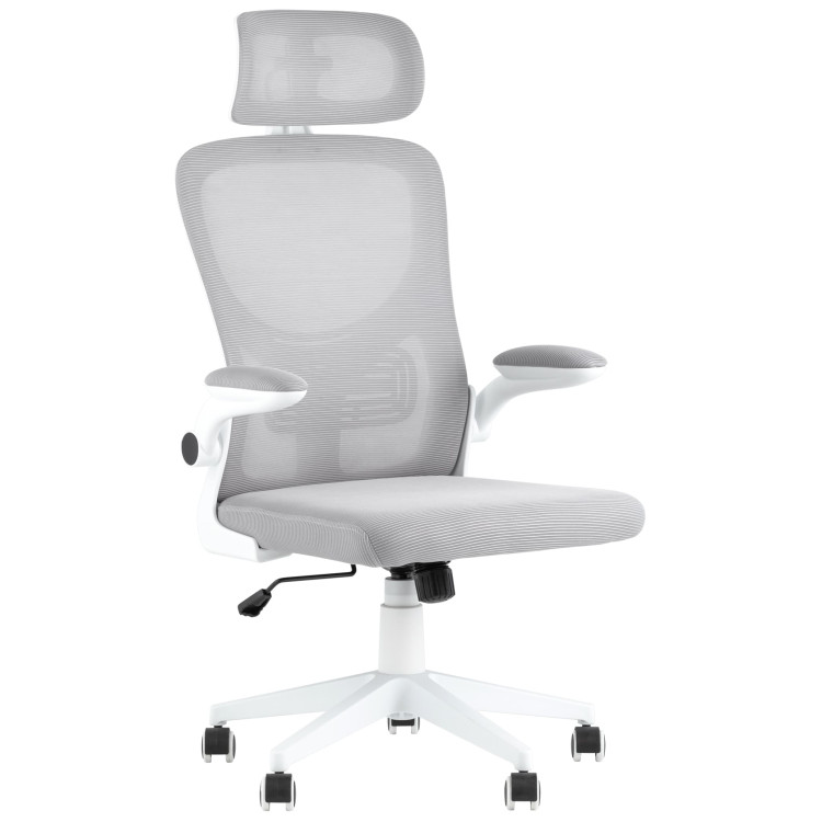 Компьютерные кресла TopChairs Airone офисное белое, обивка из сетки и текстиля, механизм качания Top Gun