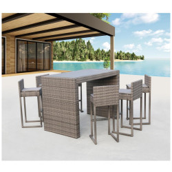 Барный комплект плетеной мебели T390GD/Y390G-W78_6Pcs Grey