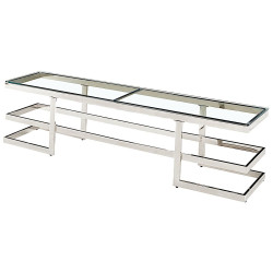 TV-7 Консольный столик стеклянный 180*40*45, основание нержавеющая сталь хром Столик консольный