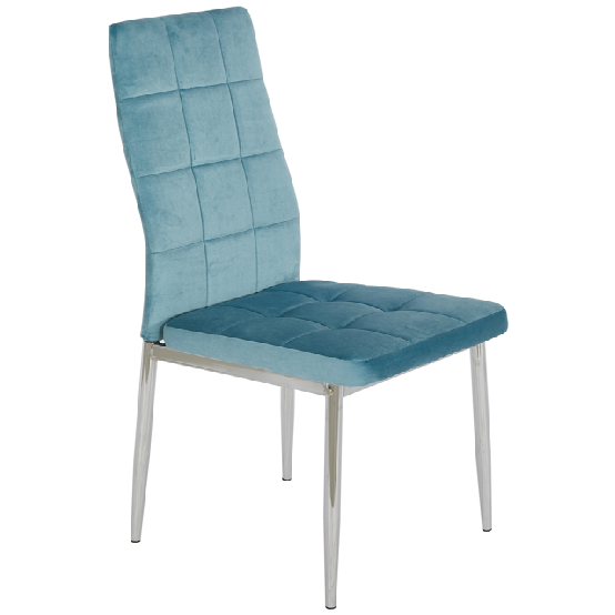 Стулья DC412 Стул мягкий, ГОЛУБОЙ велюр, каркас хром