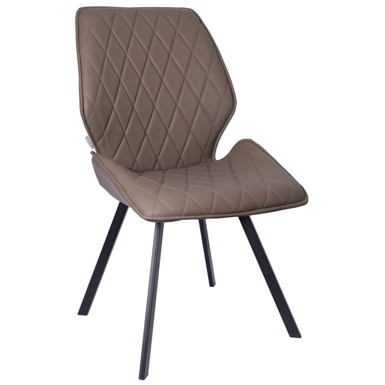 Стулья DC231 Стул мягкий поворотный 180, ТЕМНО-БЕЖЕВЫЙ экокожа, каркас металл, черный КВАДРАТ