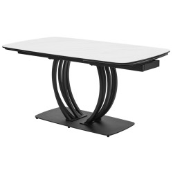Стол MATERA 160 MARBLES KL-99 Белый мрамор матовый, итальянская керамика/ черный каркас, ®DISAUR