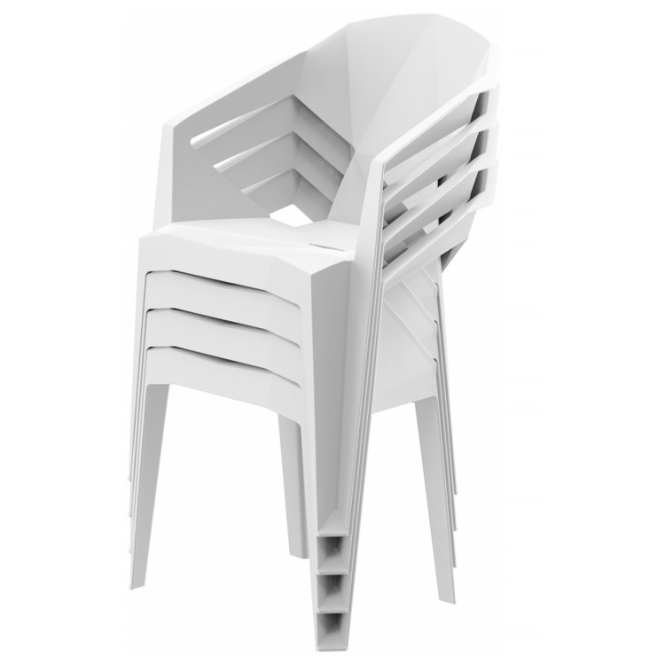 Стул-кресло пластиковый ГЕКСА белый, штабелируемый