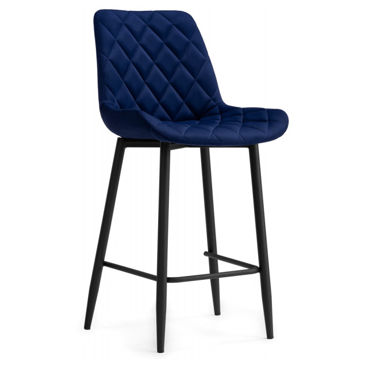 БАОДИН Б/К полубарный стул на металлическом каркасе с обивкой тканью велюр, цвет синий