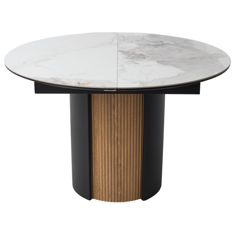 БАТИСТ 115 стол с керамической столешницей, цвет PANDORA LIGHT / каркас дуб американский/черный, без подсветки