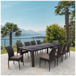 Комплект плетеной мебели T438/Y380A-W53 Brown (10+1)