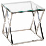 Столик журнальный LIVIA прозрачное стекло 55*55*55, каркас серебро
