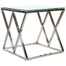 Столик журнальный LIVIA прозрачное стекло 55*55*55, каркас серебро