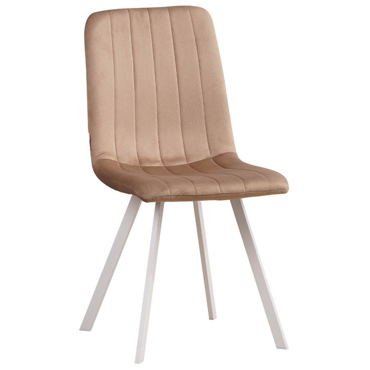 Стулья C921/DC811 Стул мягкий, КАРАМЕЛЬ#h11 велюр, каркас металл белый КВАДРАТ