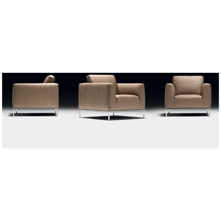 Мягкая мебель CAPRERA Armchair (P279.010.L30) КРЕСЛО, кожа 3094 сер.беж. цв.