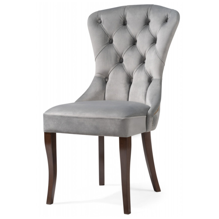 МИЛАНО 1 стул на деревянном основании с обивкой тканью велюр, цвет серый / каркас орех