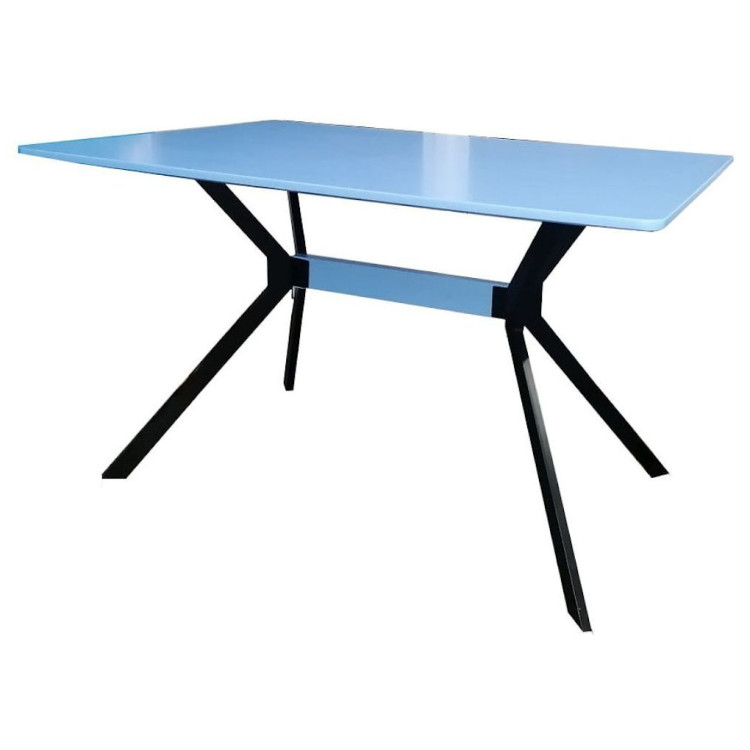 Ламинированные столы DT652 Стол обеденный СИНИЙ 120*80*76, столешница МДФ, основание металл