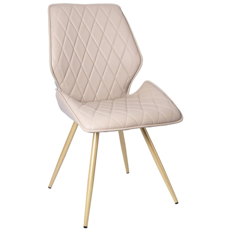 Стулья DC231 Стул мягкий поворотный 180, КРЕМОВЫЙ экокожа, каркас металл, шампань КРУГЛЫЙ