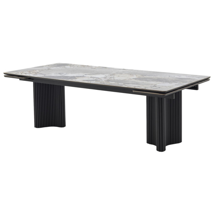 Стол АДАЖИО 240 (320) см MINERAL STONE NATURAL, керамика / Черный каркас М-City