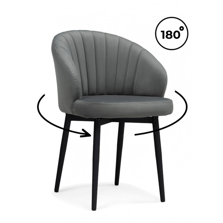 БЭНБУ 360 поворотный стул с обивкой тканью велюр, цвет MR-11 / черный