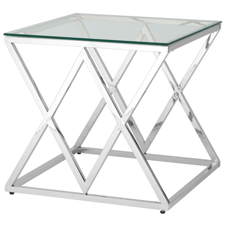 Журнальные столики 55*55 ИНСИГНИЯ серебро, каркас нержавеющая сталь