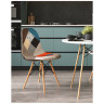 Обеденные стулья Eames DSW в тканевой обивке в стиле пэчворк, сиденье платиковое, ножки деревянные