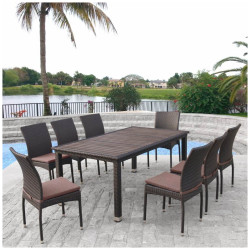 Комплект плетеной мебели T347/Y380A-W53 Brown (8+1)