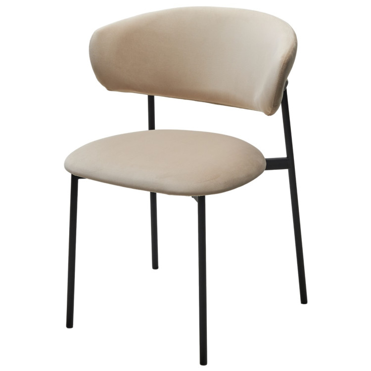 ЛЕОНАРДО стул на металлическом каркасе с обивкой тканью велюр, цвет бежевый (H-06)