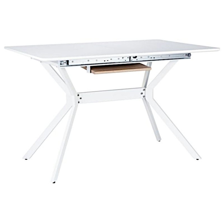 Ламинированные столы DT-651-B Стол обеденный раскладной La Escala БЕЛЫЙ 120/160*80 см, столешница МДФ, основание металл