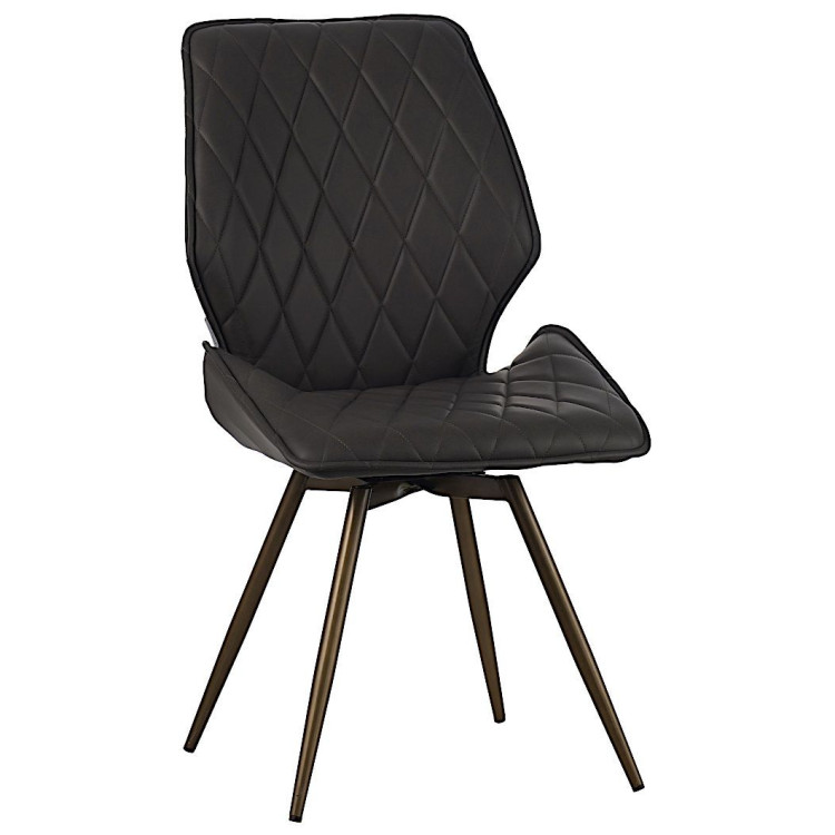 Стулья DC233 Стул мягкий поворотный 360, АНТРАЦИТ экокожа, каркас металл, шампань КРУГЛЫЙ