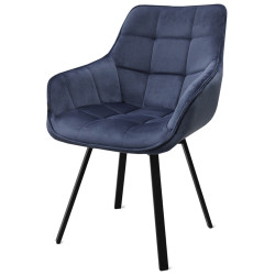 Стул-кресло EMILE синий / черный  с подлокотниками