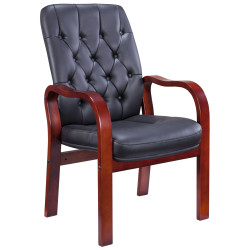 Стул руководителя Everprof Monaco Wood CF Экокожа Черный