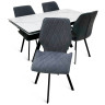 Обеденная группа: раздвижной стол ТОМАС с пластиковой столешницей и поворотные стулья ORFEY 360 с велюровой обивкой