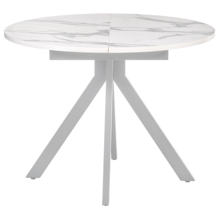 Мебель Китая Стол Rudolf круглый раскладной 100-130x100x75см, белый мрамор, белый