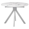 Мебель Китая Стол Rudolf круглый раскладной 100-130x100x75см, белый мрамор, белый