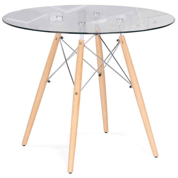 PT-151 80 стол со стеклянной столешницей на деревянном каркасе PT-151 80 стол со стеклянной столешницей на деревянном каркасе