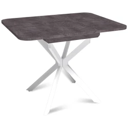 Стол Твист раздвижной (100+30) камень темный / опоры белые