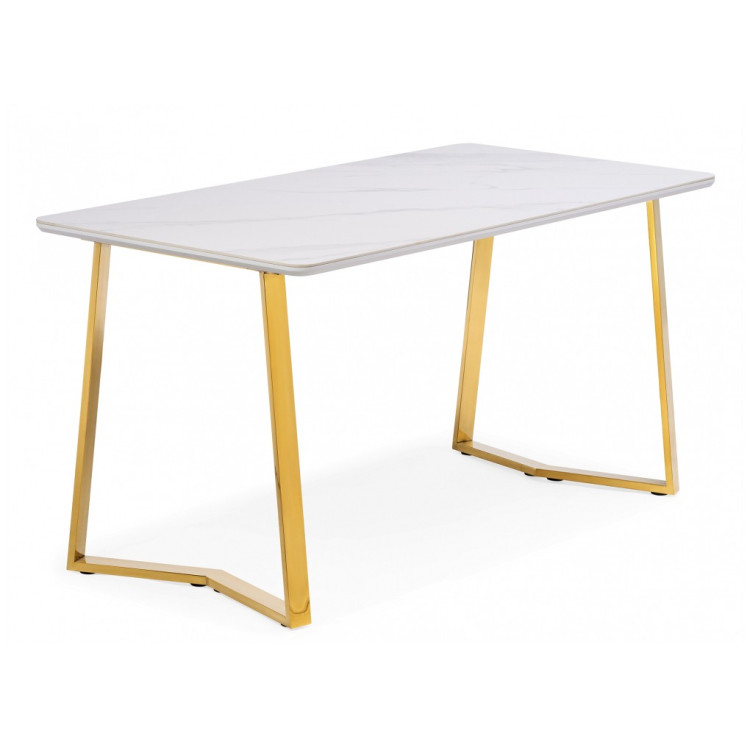 Керамические столы Селена 1 180х90х77 белый мрамор / золото