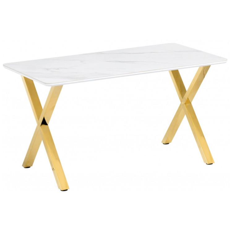 Керамические столы Селена 3 160х90х77 белый мрамор / золото