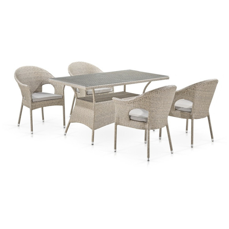 Садовые обеденные группы Комплект плетеной мебели T198C/Y79C-W85 Latte (4+1)