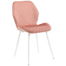 Стулья DC828 Стул мягкий, ПЫЛЬНО-РОЗОВЫЙ#G62-23 велюр, каркас металл белый КРУГЛЫЙ
