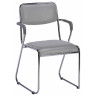 EVERPROF FIX PLUS кресло с подлокотниками для посетителей с обивкой экокожей, цвет серый / основание хром