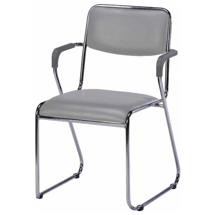 EVERPROF FIX PLUS кресло с подлокотниками для посетителей с обивкой экокожей, цвет серый / основание хром