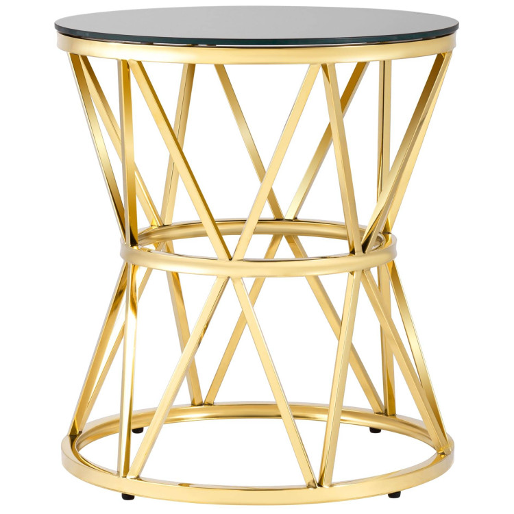 Журнальные столики 50*50 ВИВА золото стекло черное закаленное каркас нержавеющая сталь