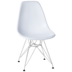 Стул обеденный DOBRIN DSR, ножки хром, цвет белый (W-02) Стул кухонный