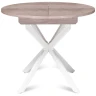 Обеденные столы Стол круглый раздвижной Твист (90+30) дуб эндгрейн / опоры белые