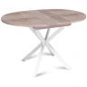 Обеденные столы Стол круглый раздвижной Твист (90+30) дуб эндгрейн / опоры белые