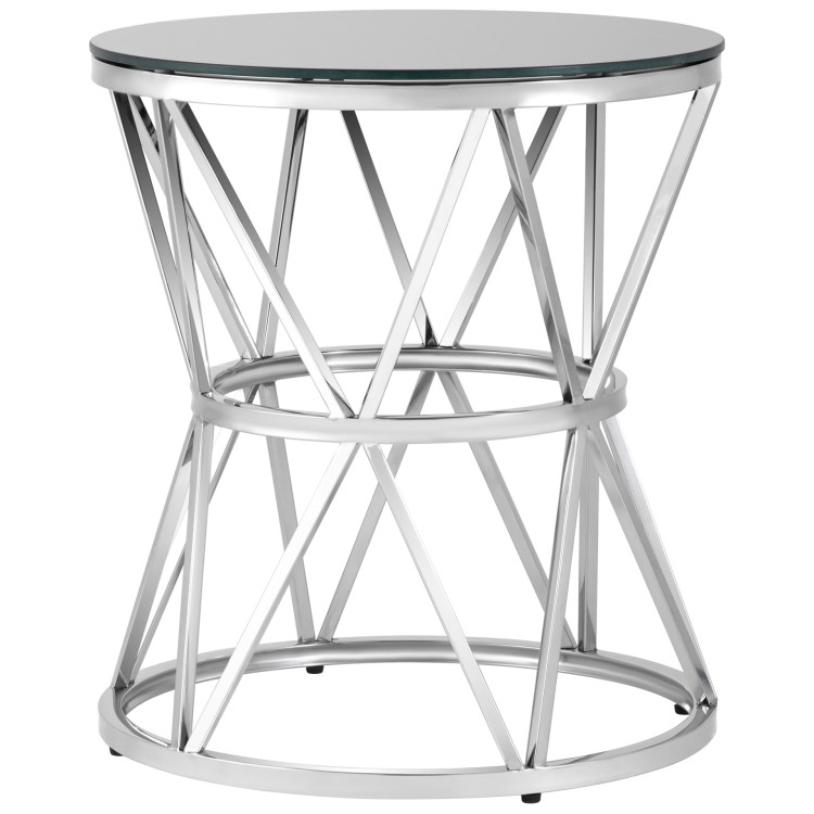 Журнальные столики 50*50 ВИВА серебро стекло черное закаленное каркас нержавеющая сталь