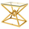 Журнальные столики CS-1000-2G Стол Журнальный стеклянный прозрачный 55*55*55см, основание нерж. сталь золото