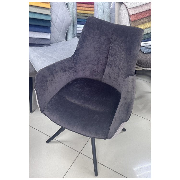 Стул-кресло Стул МАРК 360 град., цвет B-22/LOTOS-12 серый, велюр / черный каркас М-City